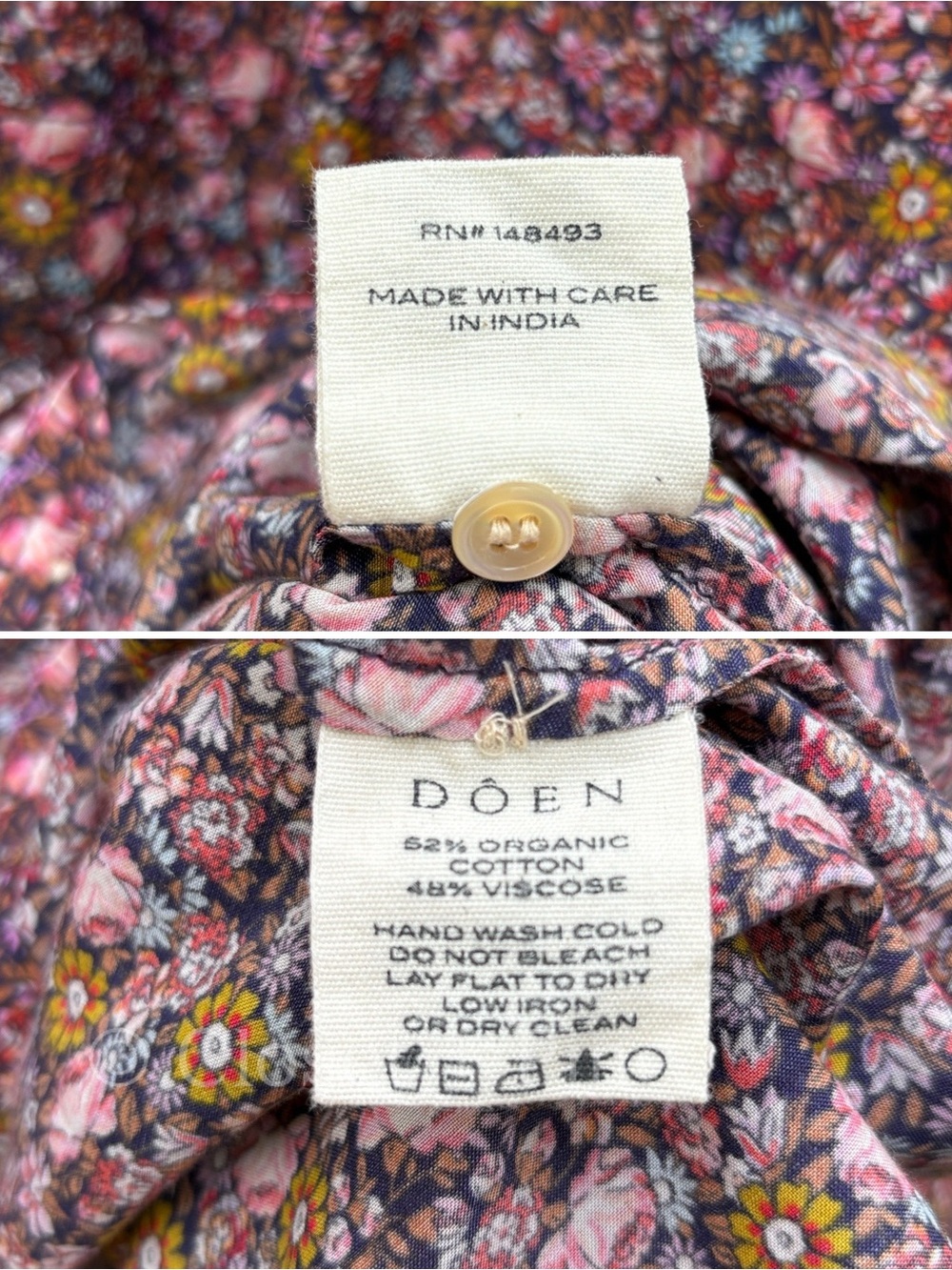 Doen O'Keeffe Top Blue Laurel Canyon Rose Size Small Blouse Floral - Picture 11 of 14